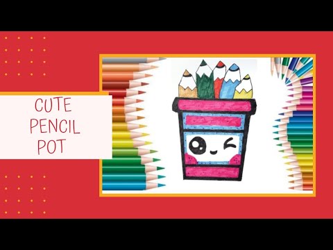 How to draw a cute pencil pot  - Draw with sobiya