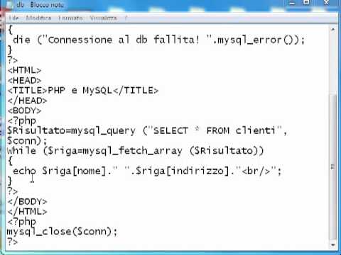 PHP MySQL Corso Base, selezione e salvataggio dei dati