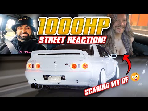Scary 1000hp Street R32 GTR Test Drive, Cute Girlfriends First Reaction | T51r Mod Pure Sound