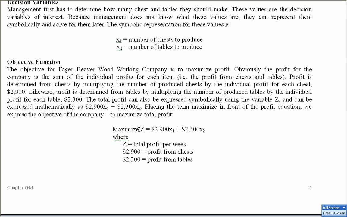 Open Office Solver Example