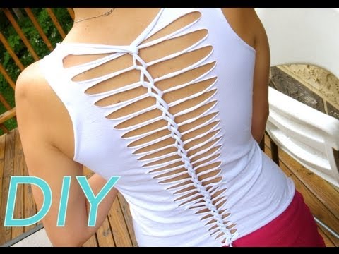 DIY Camisetas Customizadas - Cortada e Trabalhada nas Costas - DIY T-shirt - Como Fazer