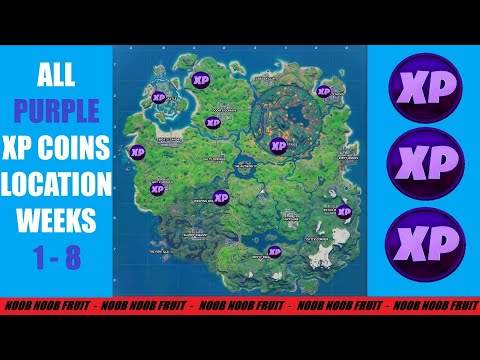 All 16 Purple XP Coins Locations in Fortnite (week 1-8)! - Purple Power Punch Card-Fortnite Season 4