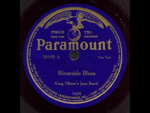 King Oliver's Jazz Band "Riverside Blues" Paramount disc (December 1923) Louis Armstrong
