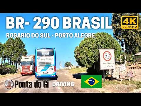 BR-290 SIN CORTES de ROSARIO DO SUL a PORTO ALEGRE [TIEMPO REAL 400 KM AÑO 2026] BRASIL #driving 4K