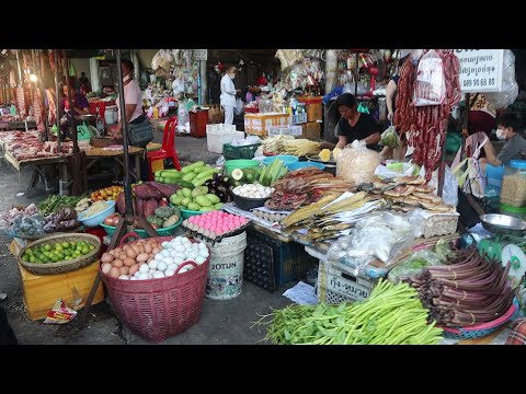 Cambodia Market Tour in 2021, food review in early morning @ Chbar Ampov fish Market