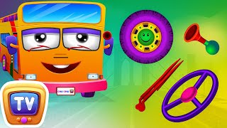 Surprise Eggs Nursery Rhymes | Wheels On The Bus | Learn Colours & Parts of the Bus | ChuChu TV