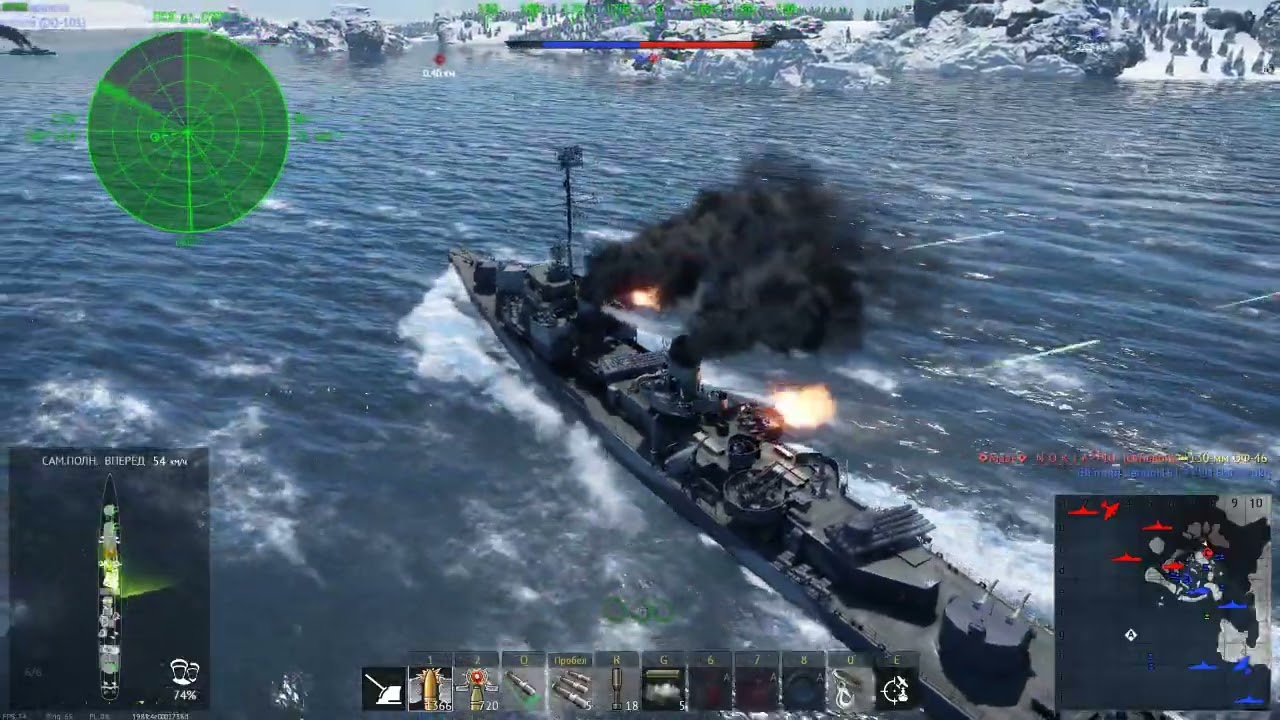 еще более мощный бой на эсминце