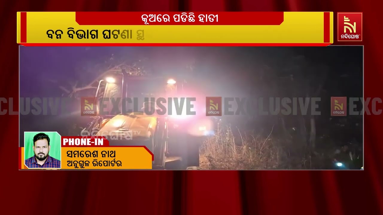 କୂଅରେ ପଡିଛି ହାତୀ । ଅନୁଗୁଳ ଜିଲ୍ଲା ଛେଣ୍ଡିପଦା ବନାଞ୍ଚଳ ଝ