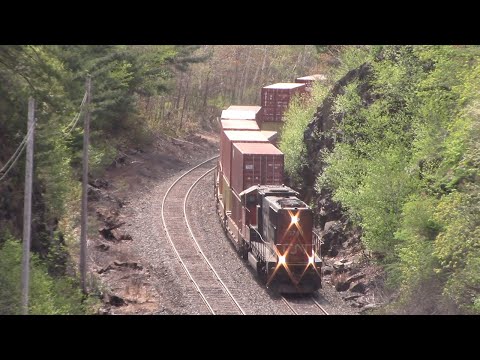 EMD SD75I Long Hood Forward Leads Local Train CN 519 into Halifax Ocean Terminals