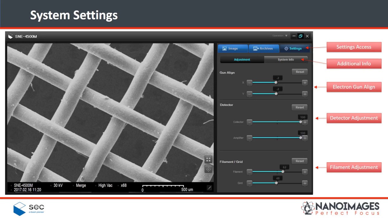 Software Overview for the SNE Series Tabletop SEM