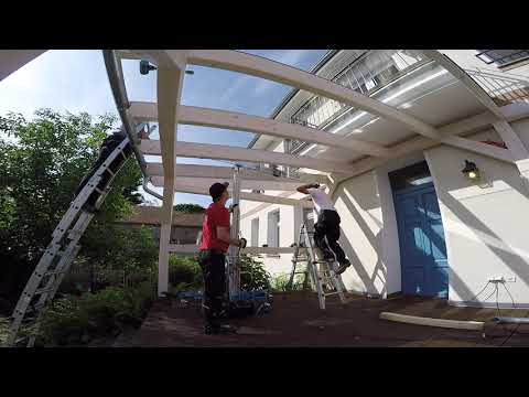 Terrassendach mit VSG - Verglasung in weiss