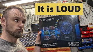 VIKEJIEBIV 1200W RGB Slim underseat Subwoofer Product installation TEST REVIEW