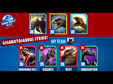 GIGANOTOSAURUS EPIC BOSS vs Giganyx, Rexy, Indoraptor, & Indominus Rex (JWA Strike Event)