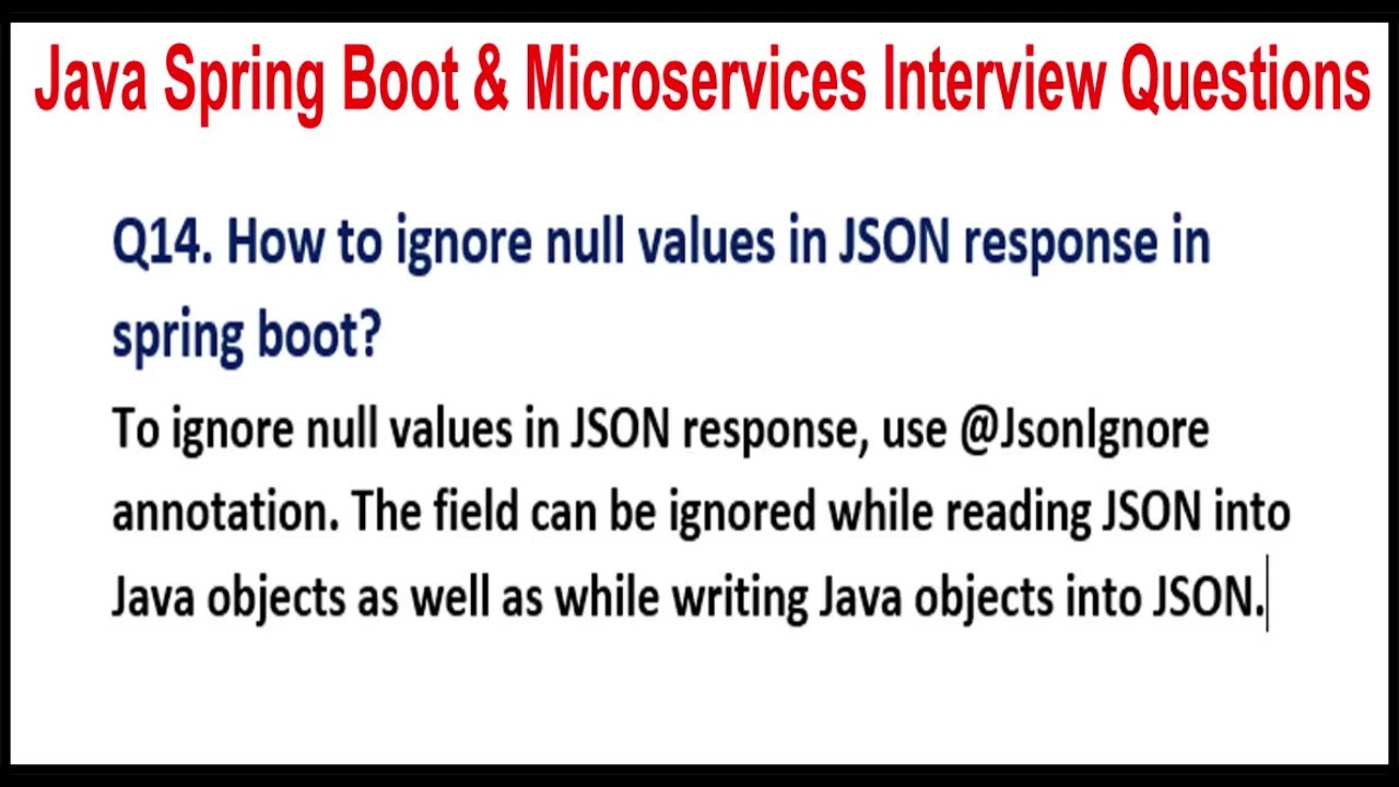 Java Spring Boot & Microservices | Q14. How to ignore null values in JSON response in spring boot?