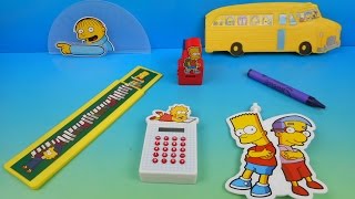 2015 THE SIMPSONS BACK TO SCHOOL SET OF 6 BURGER K