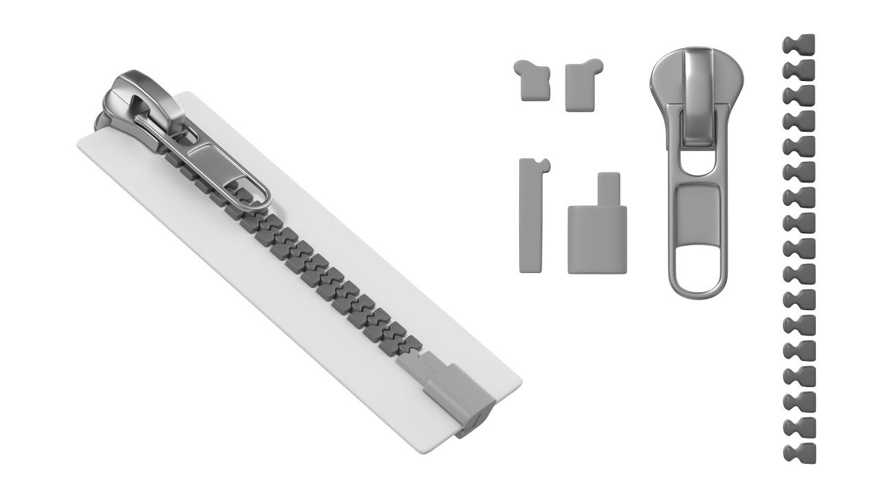 Zip Fastener For Outerwear With 5cm Teeth Rows 3D Model