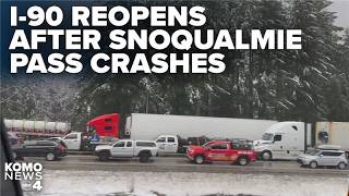 I-90 fully reopens after Snoqualmie Pass spinouts and crashes briefly shut lanes