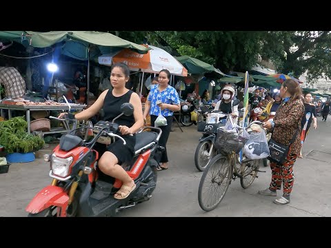 Walk Tour In Vegetable Market: Street Vendors,  Market Scene, Evening Walk