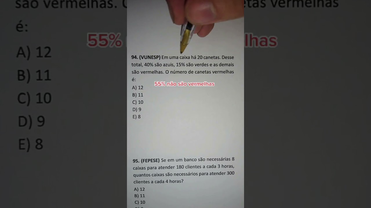 Questão de concurso (VUNESP) sobre porcentagem