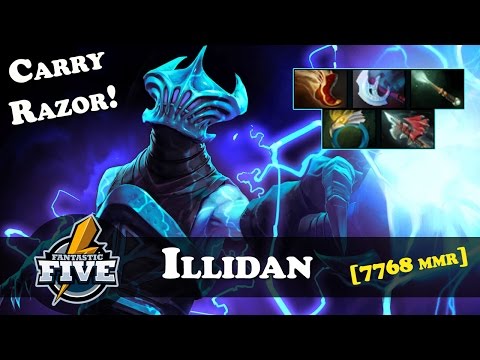 Illidan - Razor [7768 MMR] | Carry Razor | Dota 2 | Patch 7.06