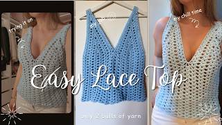 I Crocheted This Lace Top with ONLY 2 Balls of Yarn… 🤯 (Beginner Friendly)