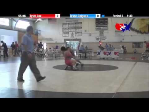 2012 Univ. WTT: 55 KG - Tyler Cox (Wyoming) vs. Jesse Delgado (Illini WC)