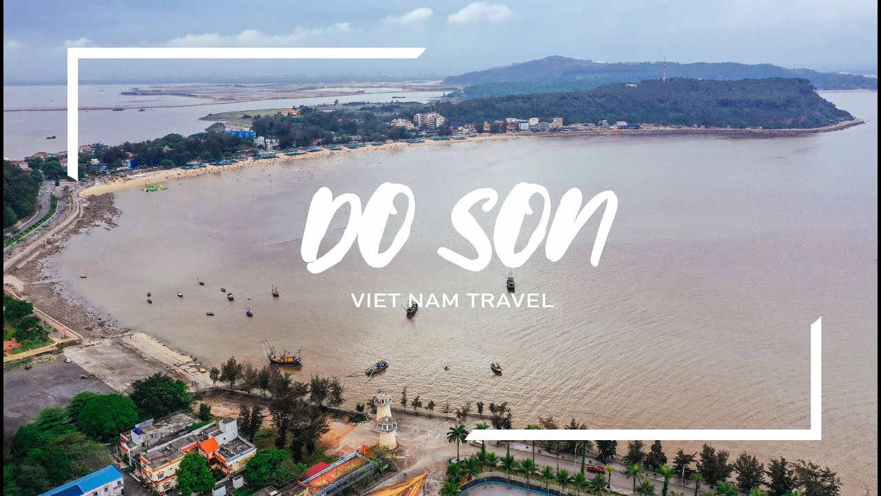Experience the captivating aerial panorama of Do Son Beach.