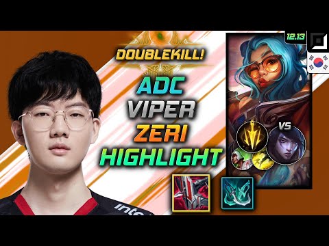 Viper Adc Zeri Immortal Shieldbow Lethal Tempo - Zeri Challenger Match Highlight - LOL KR 12.13