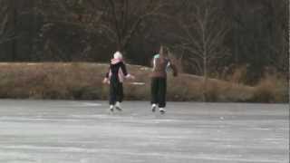 preview picture of video 'Ice Skating on CountrySide Pond'
