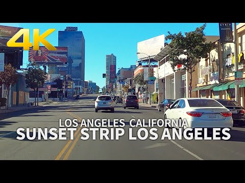 [4K] LOS ANGELES - Driving West Los Angeles, Sunset Strip, Sunset Blvd., California, USA, 4K UHD