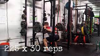 Athlete Squat 225 Pounds x 30 Reps