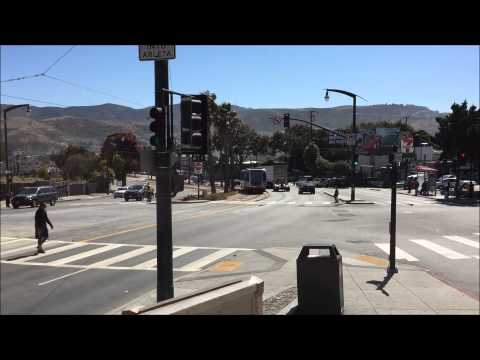 MUNI Metro HD 60 FPS: Breda Light Rail T Third Street Line Trains In Bayshore (Sunnydale) 7/27/15