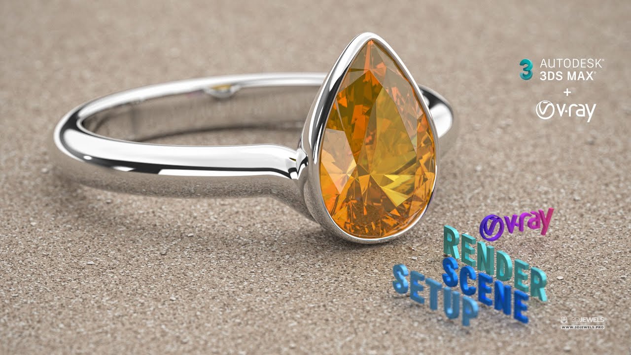 3ds Max with V-Ray Render Scene Setups for Jewelry Visualization 3D Model