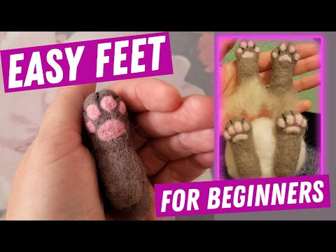 Quick and Easy Needle Felted Kitten Paws | A Simple Needle Felting for beginners Tutorial