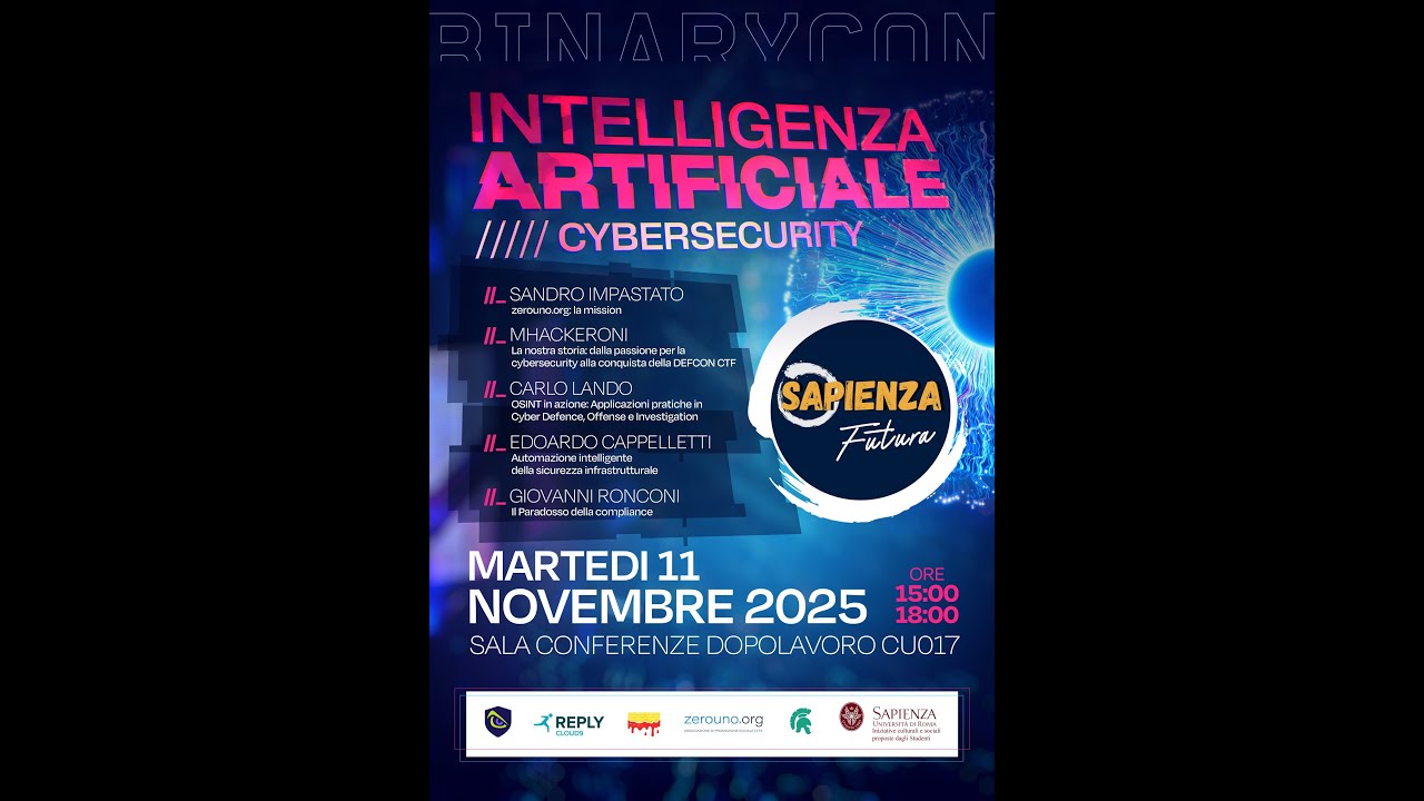 BinaryCON 11/11/2025 - Conferenza nazionale sulla cyber organizzata da Zerouno.org e Sapienza Futura