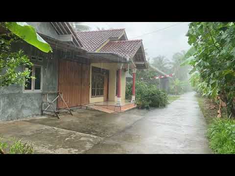 Heavy Rain Walk in Refreshing Green Village | Very Calming and Cooling | Rain Sounds For Sleeping