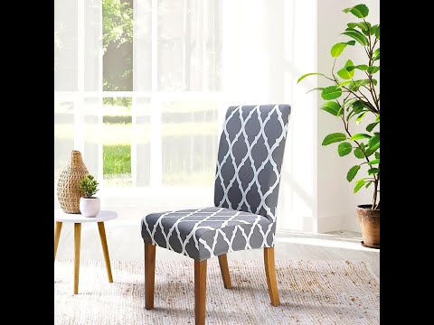 Stretchable Elastic Dining Chair Cover Set, Washable Chair Slipcovers (Grey Diamond, CC-01)