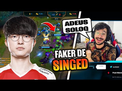 REVOLTA  REAGINDO - FAKER JOGANDO DE SINGED MID!