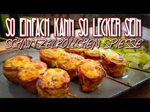 Schnitzelröllchen Spieße - super einfach und lecker #schnitzel #grillen #kochen #lecker #allgrill