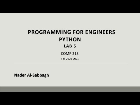 Comp215 Programming For Engineers Lab 5 Python