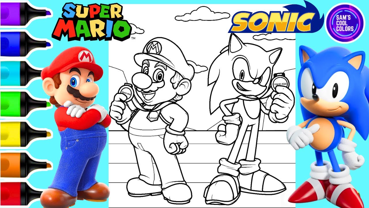 Super Mario and Sonic The Hedgehog Coloring Pages | Coloring Book Art Activity