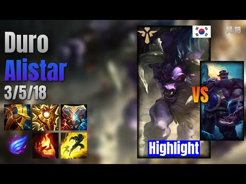 Duro Support Alistar vs Braum lol KR solo rank Highlight 14.18
