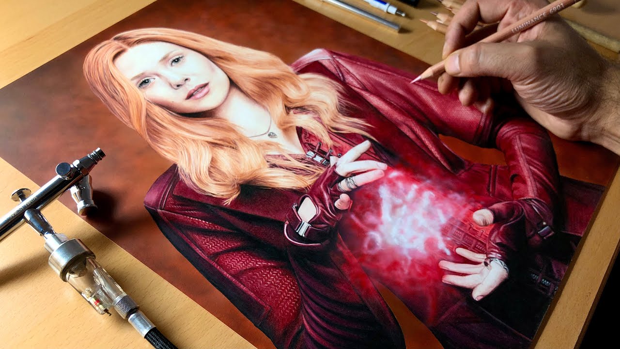 Drawing Wanda Maximoff - Scarlet Witch (Elizabeth Olsen) - Timelapse | Artology