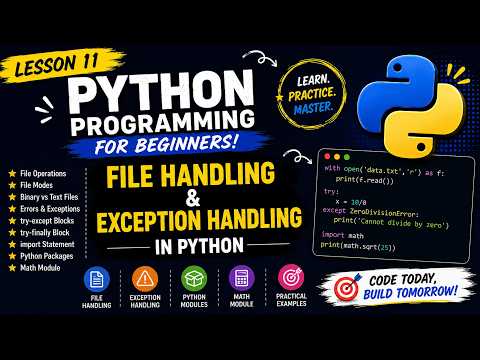 Python Programming For Beginners Lesson 11 File Handling Exception Handling Python Modules