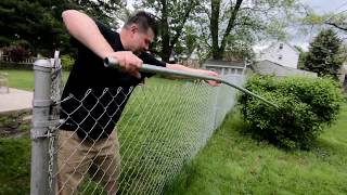 Repairing a Chainlink fence top rail in 10 minutes uncut