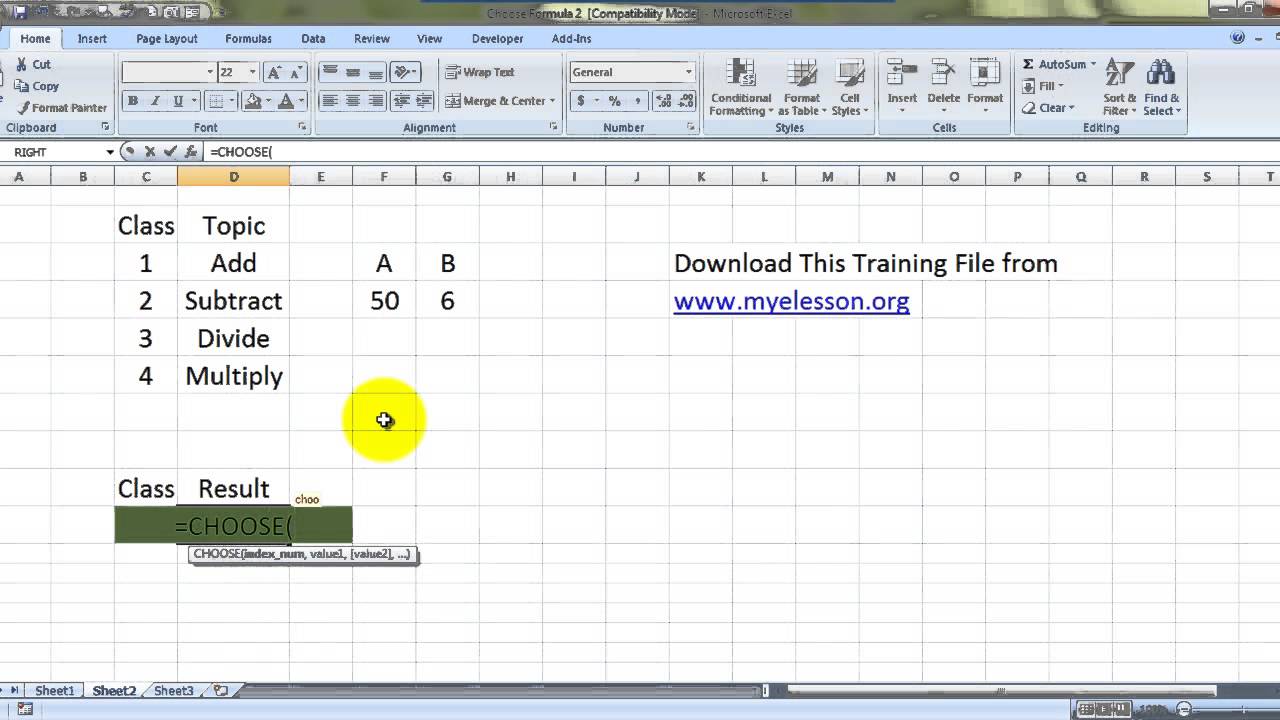 Learn Excel Choose formula Part 2