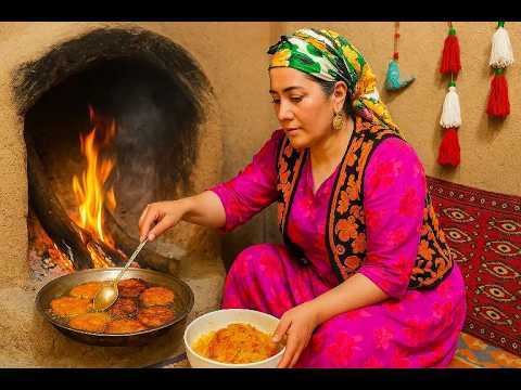 Peaceful Iranian Village Cooking 🌿 Baking Vegetable Frittata in a Clay Oven Over Fire