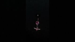 Činka do pupíku stříbrná se světle růžovými krystaly