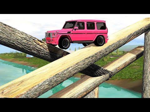 Cars vs Almost Impossible Log Bridge ▶️ BeamNG Drive