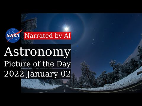 APOD: 2022-01-02 - Quadruple Lunar Halo Over Winter Road (Narrated by Brian)
